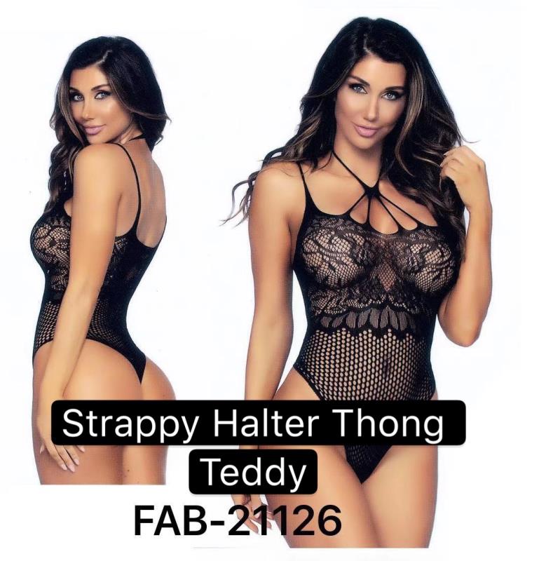 Strappy Halter Thong Teddy  Lingerie (FAB-21126)