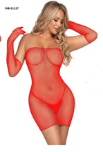 Fishnet Tube Dress with Gloves Lingerie (FAB-21127)