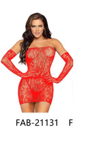 Fishnet Tube Dress with Gloves Lingerie (FAB-21131)