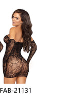 Fishnet Tube Dress with Gloves Lingerie (FAB-21131)