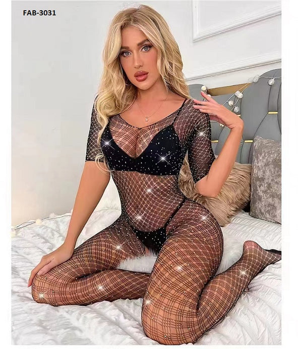 Fishnet Lingerie with Rhinestones (FAB-3031)