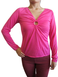 Long Sleeves V-Neck Cotton Top for Women (1436)