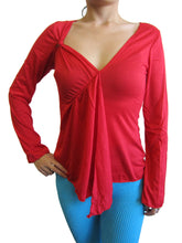 Women Fashionable Cotton V-neck Long Sleeve Top (1503)