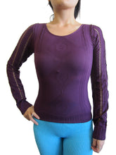 Petite/Women Nylon/Spandex Round Neck Hole Long Sleeve Top (BAIK-07)