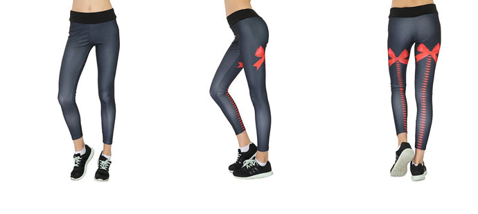 Women Active Yoga Ribbon Print Leggings (FAB-19145)