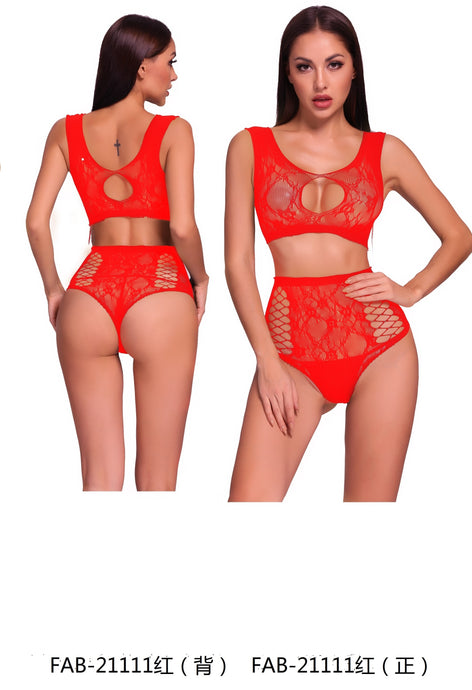 Women 2 pc Top and Underwear Fishnet Lingerie Set (FAB-21111)