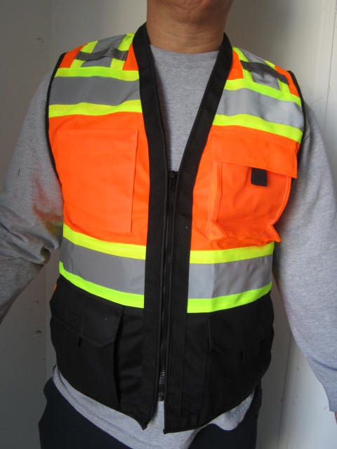 Safety Vest with Pull-Up Zipper and Pockets FAB-21215