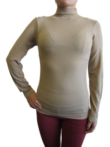 Women One Size Basic Mock Neck Long Sleeve Top with Fleece (FAB-13820)