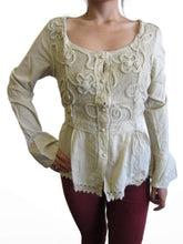 Women Button Down Jacquard Dressy Long Sleeve Top (TA-8196)