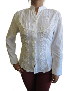 Women Long Sleeve Button Down Cotton Top (8207)