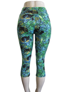 Women Printed Capri Mesh Yoga Leggings (WG-1674 #44)