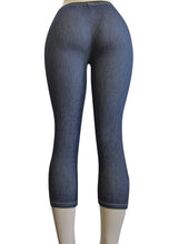 Petite Women Button Design Capri Denim Look Leggings (FAB-11308)