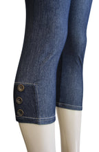 Petite Women Button Design Capri Denim Look Leggings (FAB-11308)