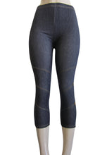 One Size Petite Women Capri Denim Look Slim Leggings (FAB-11332)