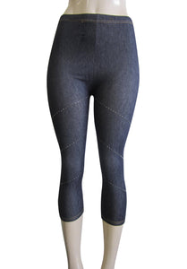 One Size Women Capri Denim Look Crop Leggings(FAB-11340)