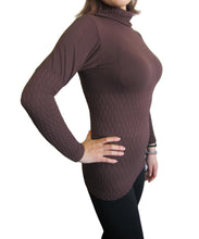 Petite Women Seamless Mock Neck Jacquard Long Sleeve Top (FAB-11811)