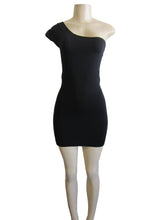 One Shoulder Short Sleeve Bodycon Clubbing Cocktail Mini Dress (FAB-13127)