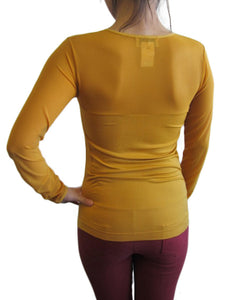 Women One Size Round Neck Long Sleeve with Mesh (FAB-13246)