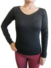 Women Scoop Neck Long Sleeve Top with Fleece (FAB-13638)