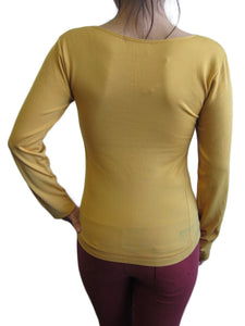 Women Scoop Neck Long Sleeve Top with Fleece (FAB-13638)