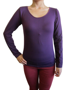 Women Scoop Neck Long Sleeve Top with Fleece (FAB-13638)