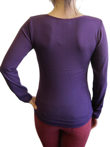 Women Scoop Neck Long Sleeve Top with Fleece (FAB-13638)