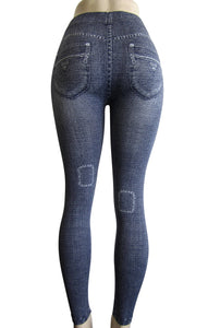 Leggings - Printed Denim Look (FAB-9381)